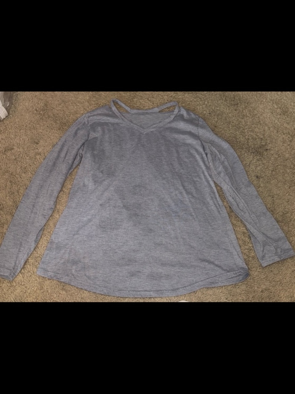 Women's Long-Sleeve V-Neck Casual Top - Light Gray